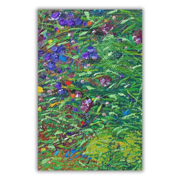 A small textured painting -  letterbox gift - grassland - wildflowers - nature