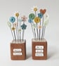 Clay Flower and Button Garden in a Wood Block 'Hello Flower' - Image 5