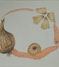 Pencil drawing of harvest vegetables, carrots and onions - Image 1