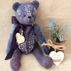 Hand dyed and hand embroidered artist bear. OOAK Collectable bear by Bearlescent
