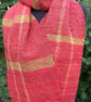 Handwoven Scarf in Reds, Orange and Green - Image 6