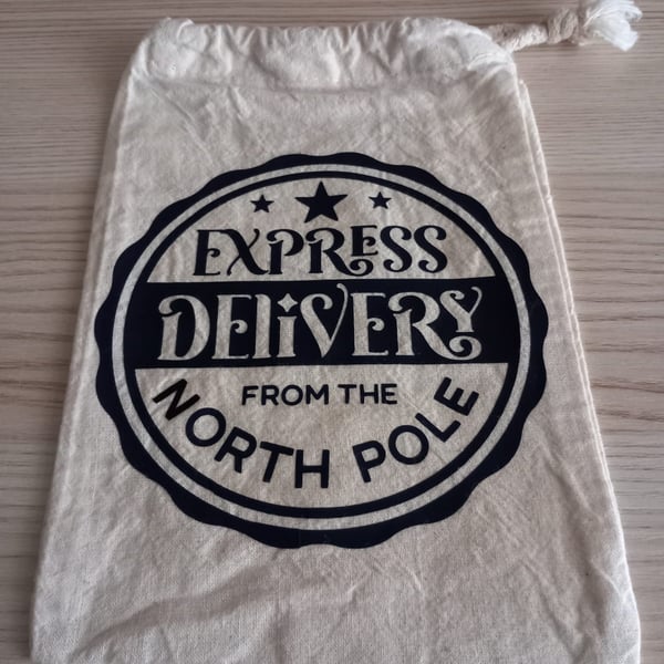 Christmas Mini Treat Bag Drawstring Sack Express Delivery North Pole