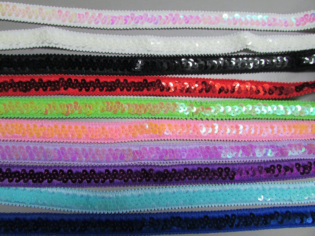 Elasticated Stretch Sequin 2cm Braid Trim Sold By The Metre