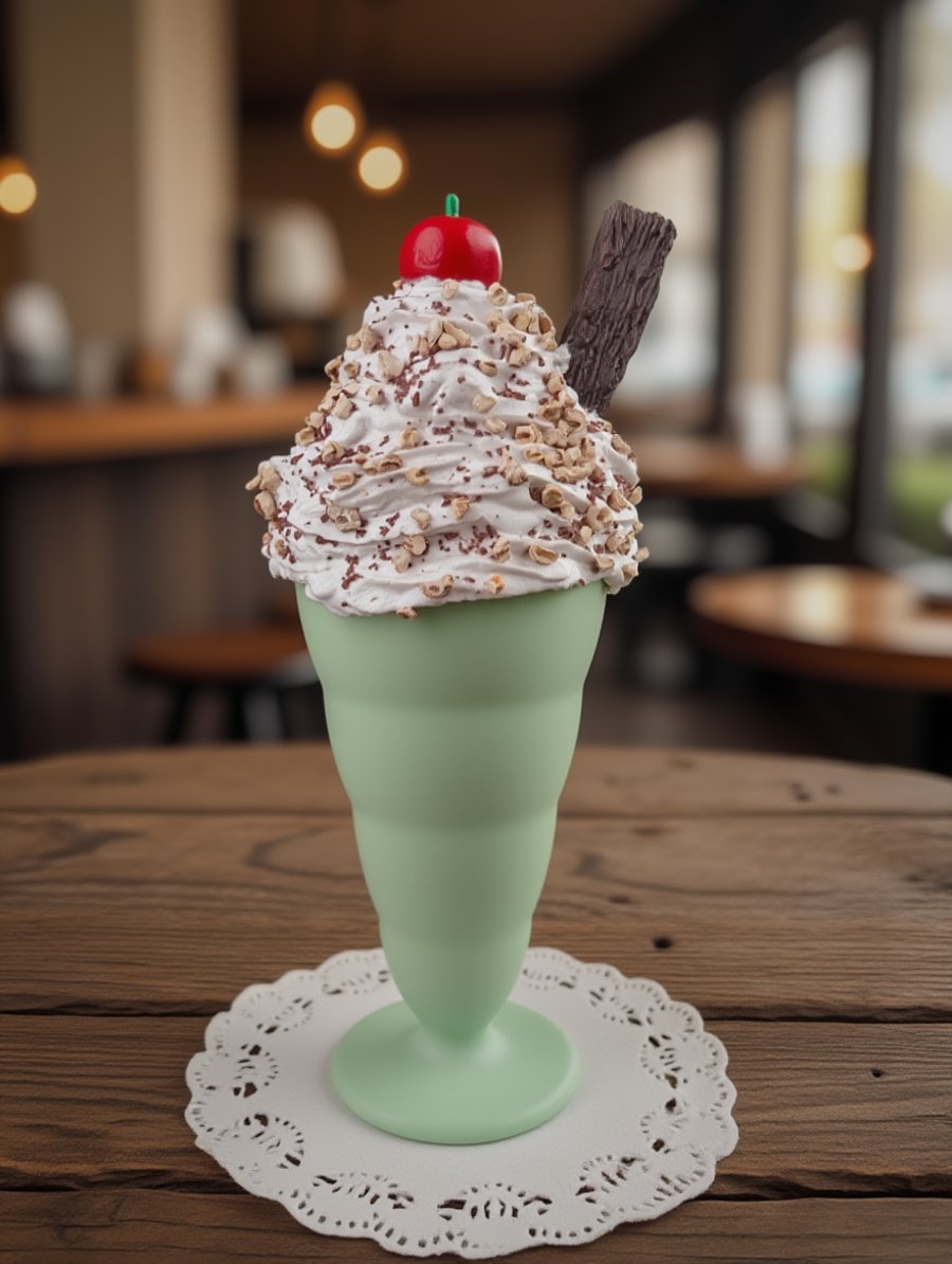 Fake Choc & Nut with Flake & Cherry Ice Cream Sundae Home Decor, Party Prop, Sho