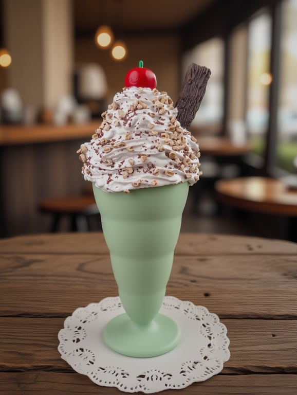 Fake Choc & Nut with Flake & Cherry Ice Cream Sundae Home Decor, Party Prop, Sho