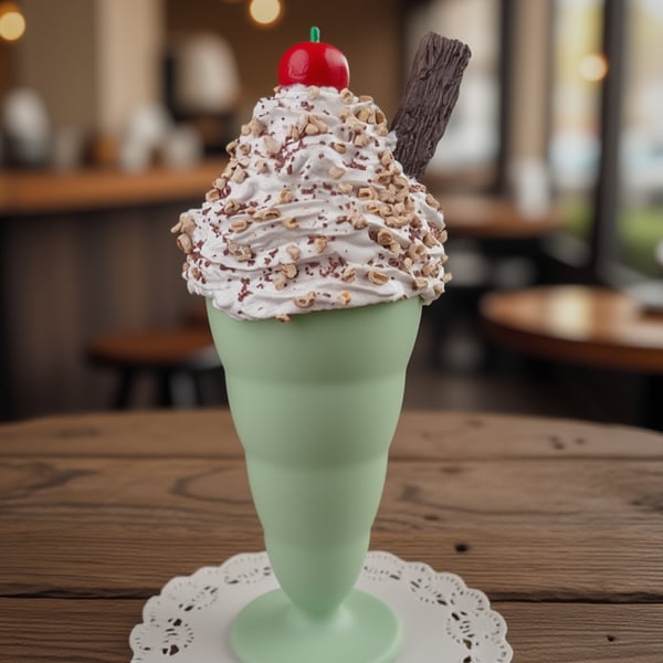 Fake Choc & Nut with Flake & Cherry Ice Cream Sundae Home Decor, Party Prop, Sho