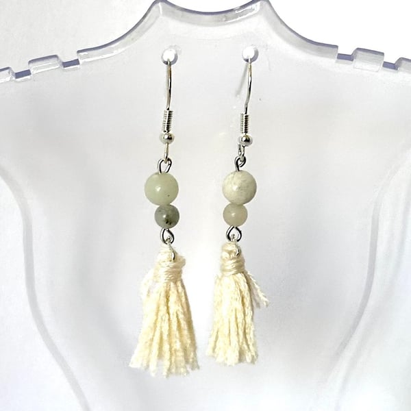 Amazonite tassel drop earrings - Zodiac birthstone for Virgo