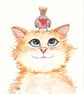 Kitty Cat and Bird Blank Card print. Gift for cat lovers  - Image 2