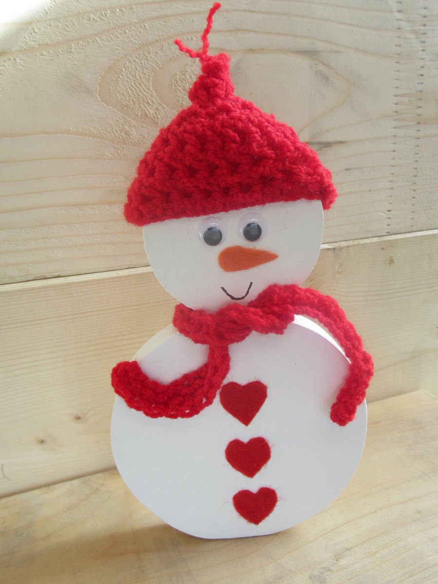 snowman decoration, wooden snowman, snowman ornament