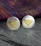  silver and 18ct gold heart stud earrings - Image 3