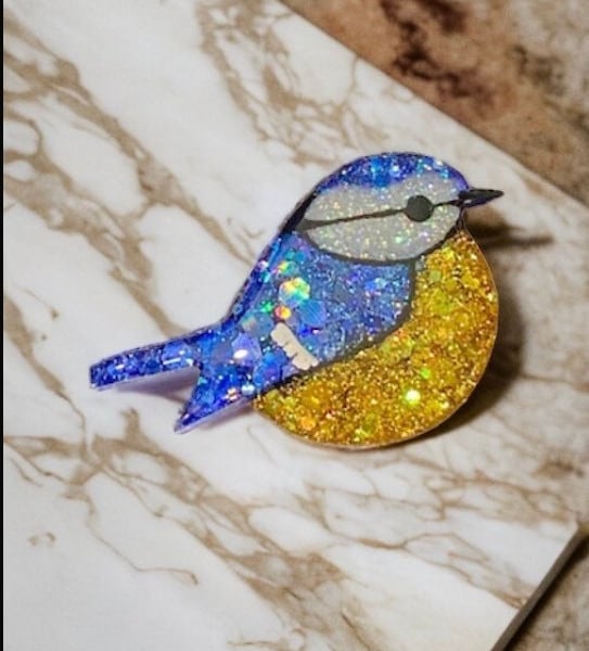 Handmade blue tit brooch, blue tit gift, memorial gift, blue tit brooch, brooch,