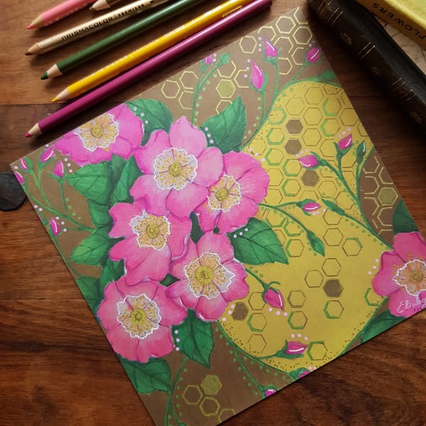 Roses and honey  - art print