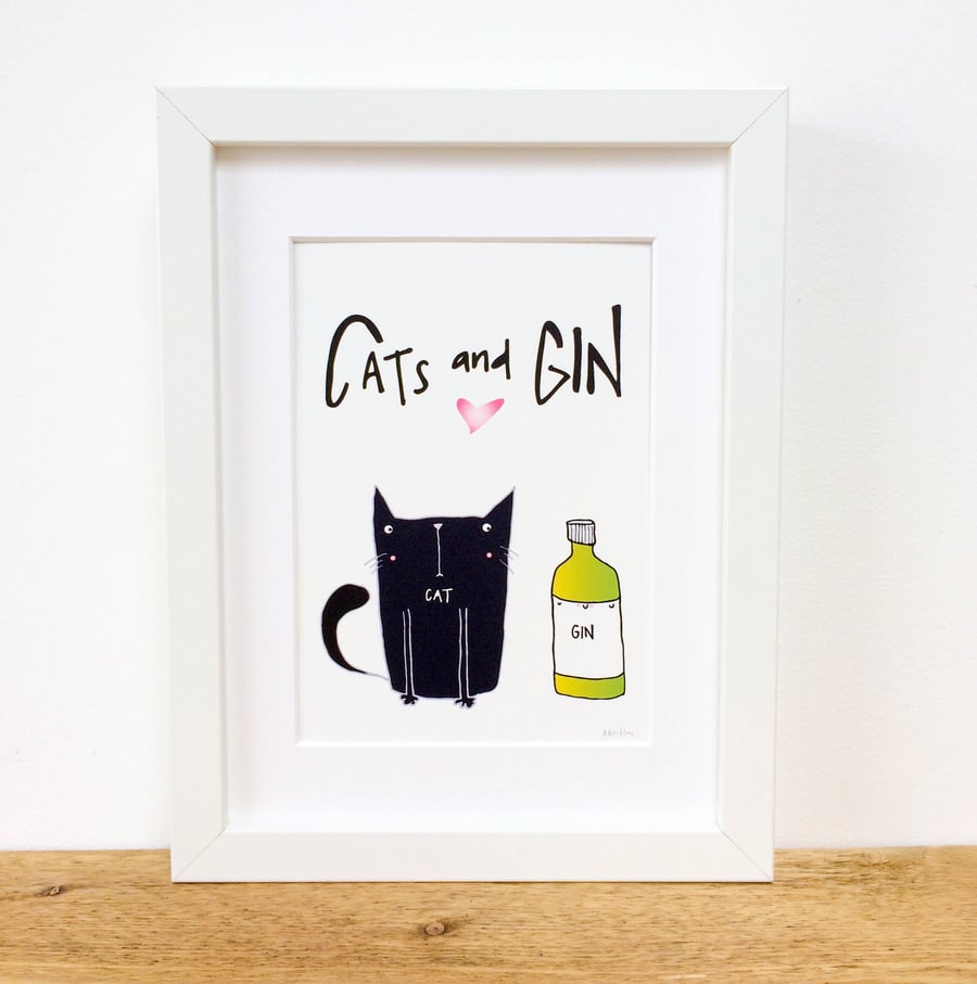 Cats and Gin Framed Print