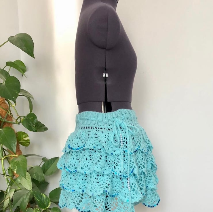 Ruffle skirt. Aqua. Handmade crochet. U.K. size... - Folksy