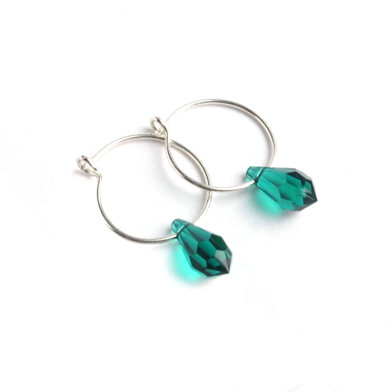 Emerald Green Faceted Swarovski Crystal Earrings