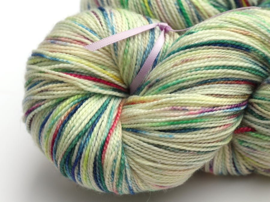 SALE: Paintbrush - Silver sparkly superwash merino nylon 4 ply yarn