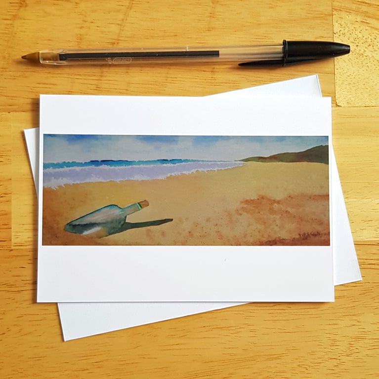 Beach Scene Card - Coastal Landscape Art Greeting Card - Blank Card