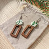 Wood & Clay Earrings - Circle & Rectangle 