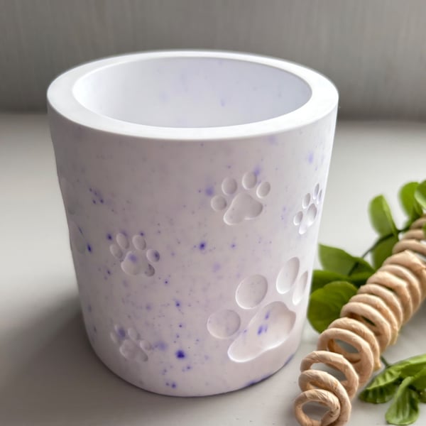 Lilac Paw Print Jar - Desk tidy - Storage Jar - Handmade Decorative Pot 
