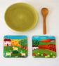 Red and Green Landscape Coasters with Art Prints - Image 3