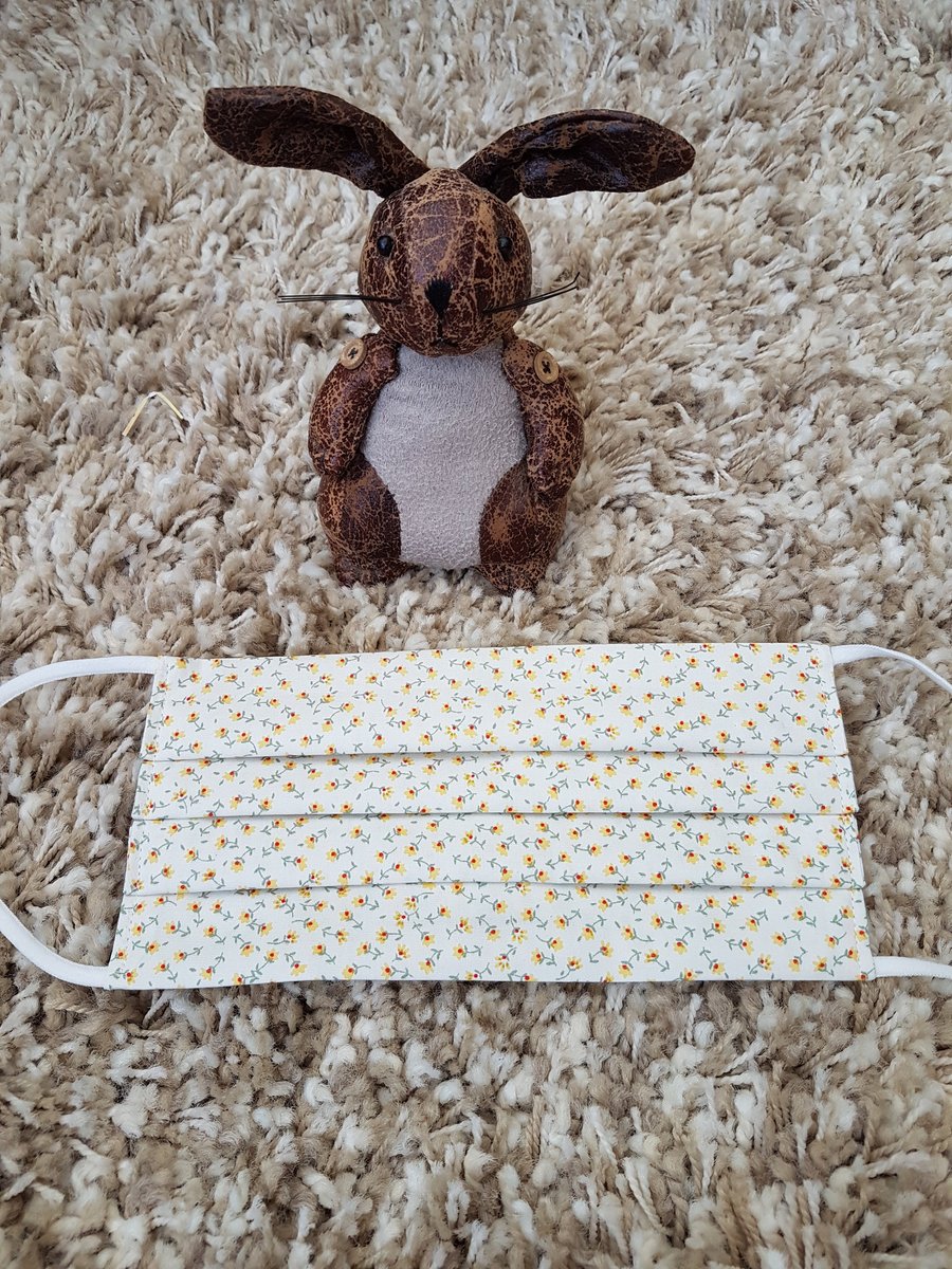 Adult face covering – Yellow Ditsy Flower print