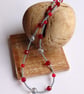 Ruby Red Glass Bead and Grey Seed Bead Necklace - Image 5