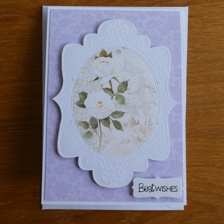 Cream Roses Card - Best Wishes