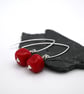 red nugget lampwork glass earrings