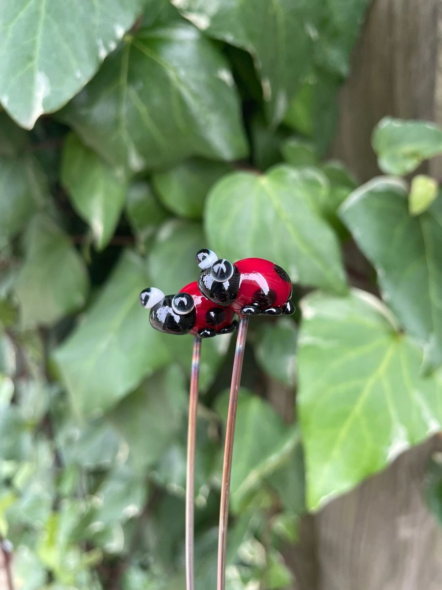 Individual Ladybird Stems - Single Glass Flowers - Flower Bouquet - Garden Whims