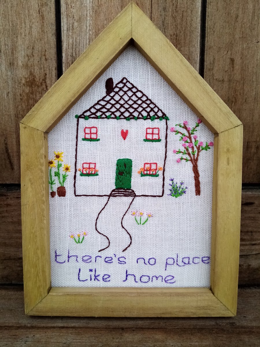 Hand embroidered Home Picture There’s No Place Like Home