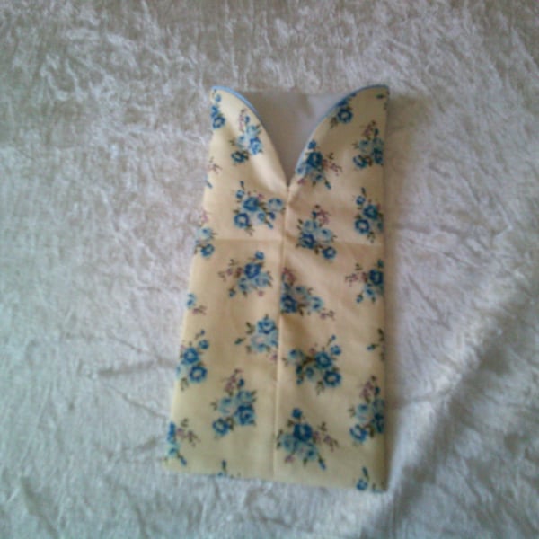 Blue Flowers on a Yellow Background Fabric Glasses Case
