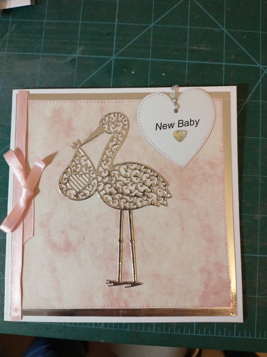 New baby girl stork card