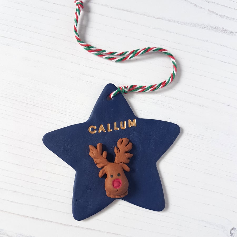 Personalised Christmas character Star Hanging decoration