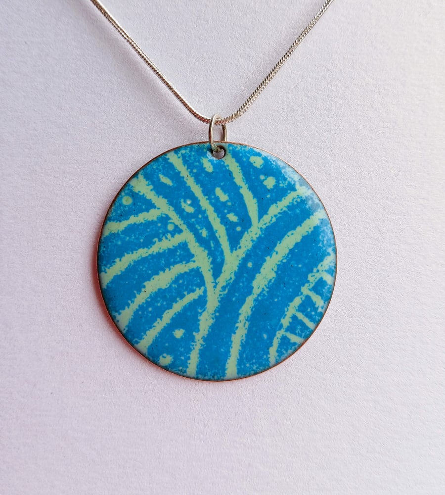 Large round pendant in teal and pale green 198