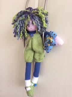 Hand knitted rag doll - Blossom