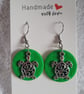 Handmade Polymer Clay Green Turtle Earrings, 316 Surgical Stainless Steel
