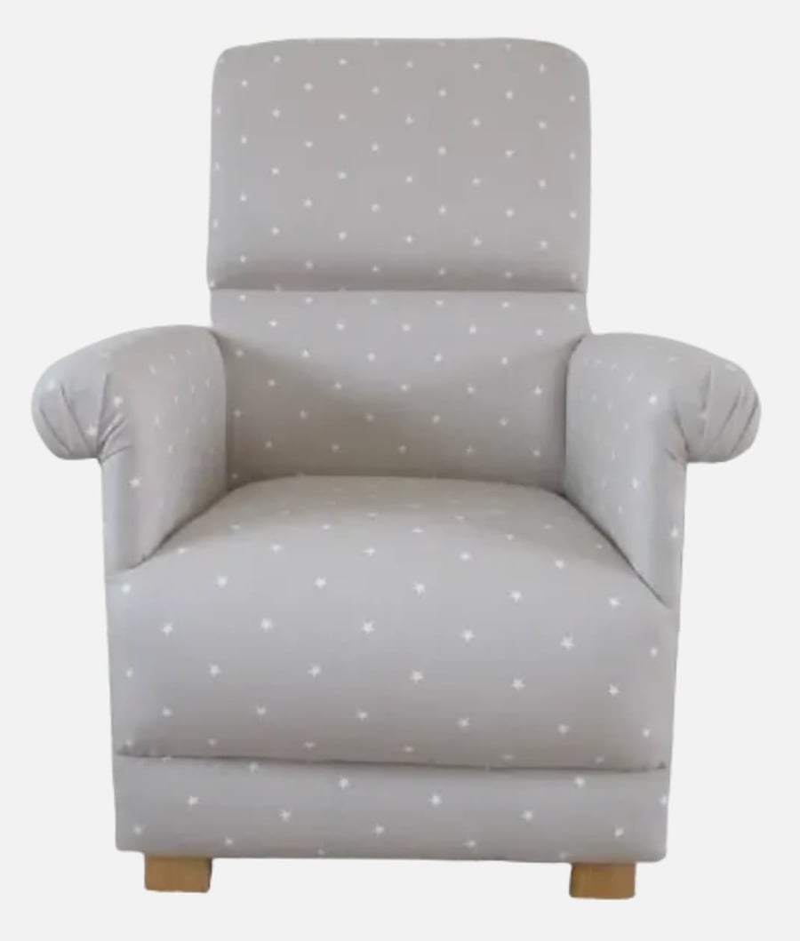 Clarke Etoile Linen Fabric Adult Chair Stars Beige Nursery Bedroom Designer New