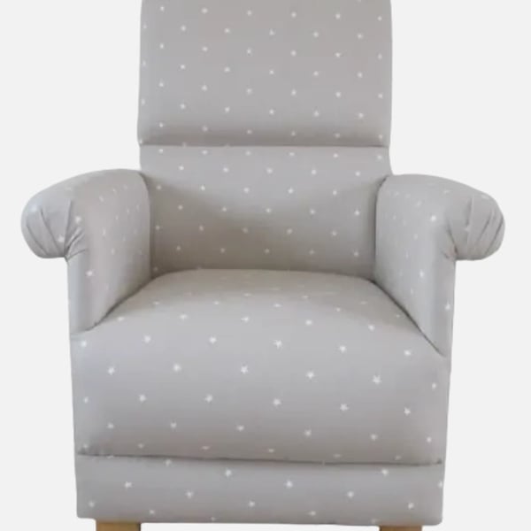 Clarke Etoile Linen Fabric Adult Chair Stars Beige Nursery Bedroom Designer New