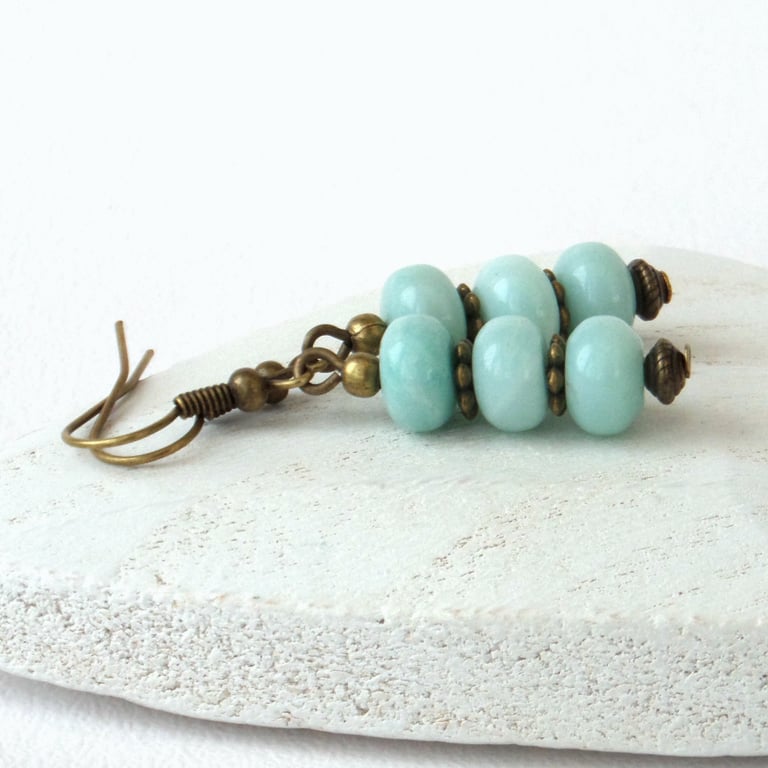 Amazonite and bronze earrings