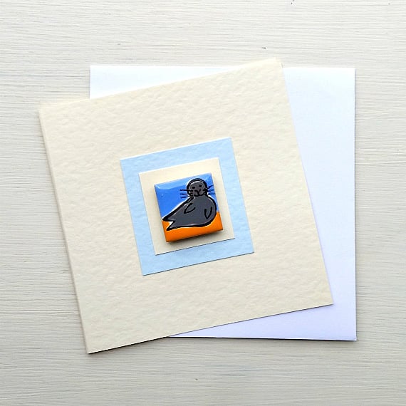 Seal Card, Birthday Card, Greeting card, Blank Card, Magnet Card, Seaside