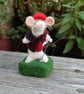 Golfing mouse    - needlefelt wool textile art.  
