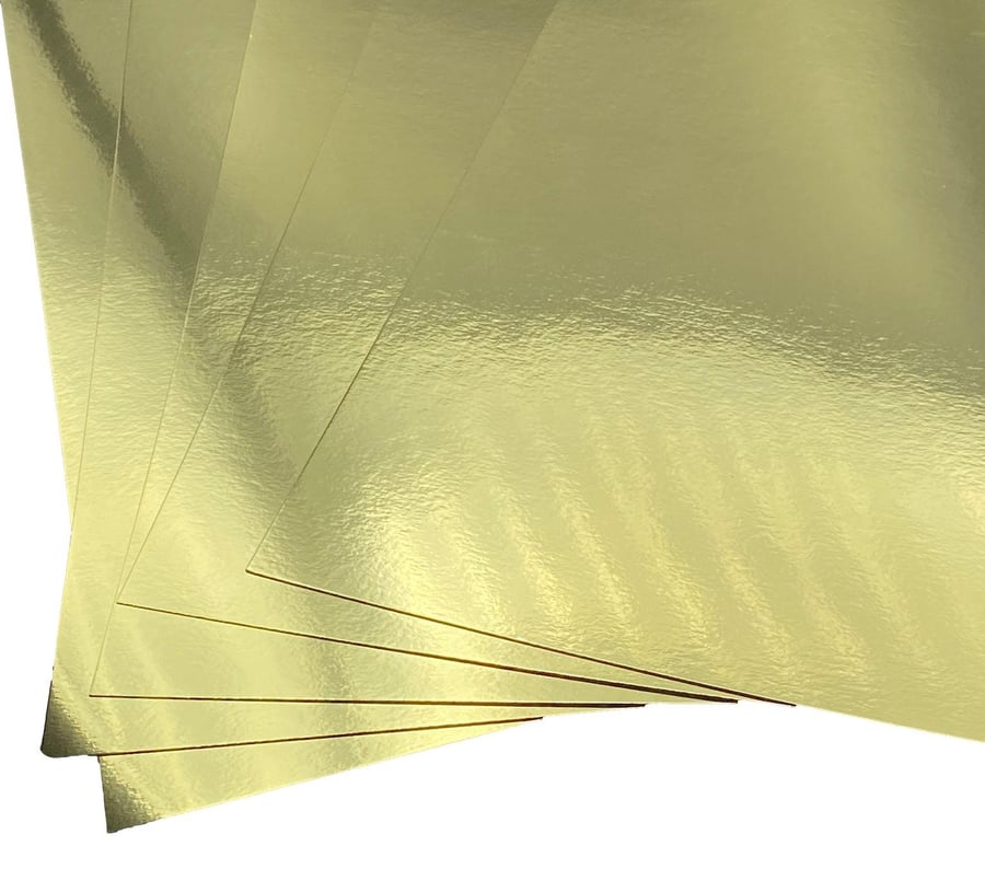5 Sheets A4 Premium Mirror Card Double Sided 280gsm 103lbs Cover (Bright Gold)