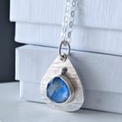 Sterling silver and Lapis Lazuli doublet pendant - 18" chain