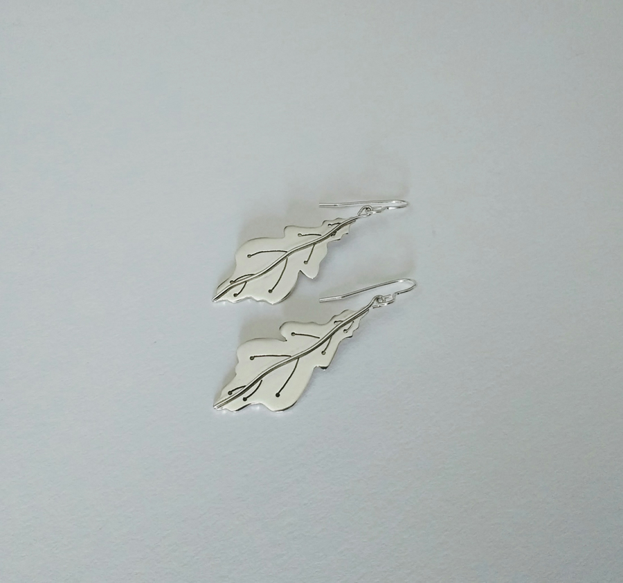 Sterling Silver Medium Oak Leaf Earrings