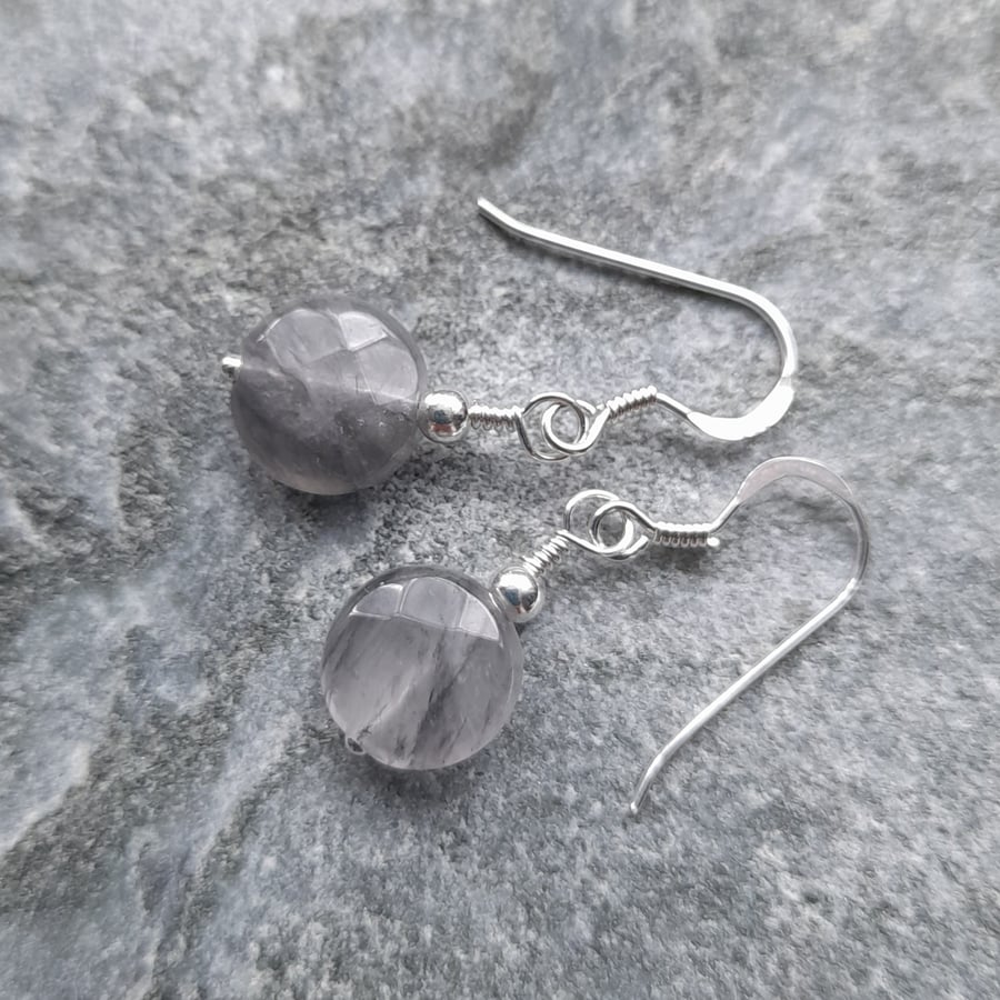 Cloudy Quartz Sterling Silver Earrings