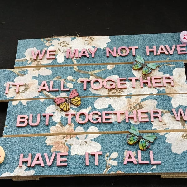 Hand decorated hanging wooden sign 