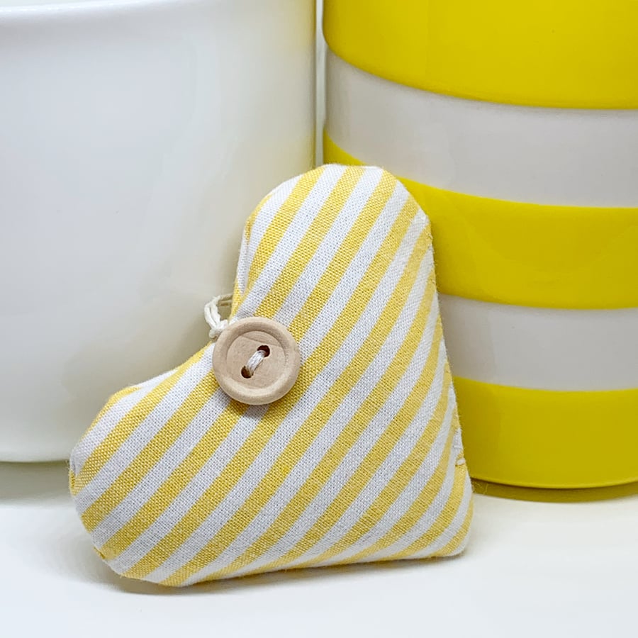 LAVENDER HEART -  narrow yellow and white stripes