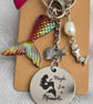 Gorgeous Maybe I'm a Mermaid Key Ring - Red Green Tail -  Bag Charm - Key Chain. - Image 3