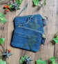 Denim Purse Pouch Purse, Pencil Case or Makeup Bag Dark Green Star 