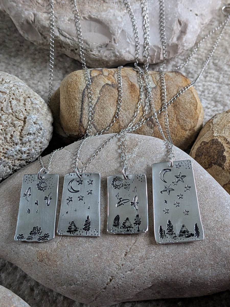 Tree Scene Sterling Silver Pendants